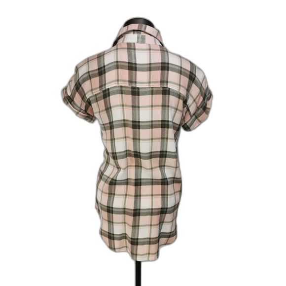 Nordstrom Rack Women's Short Sleeve Button Up Plaid Flannel Top Size XS - Picture 2 of 7